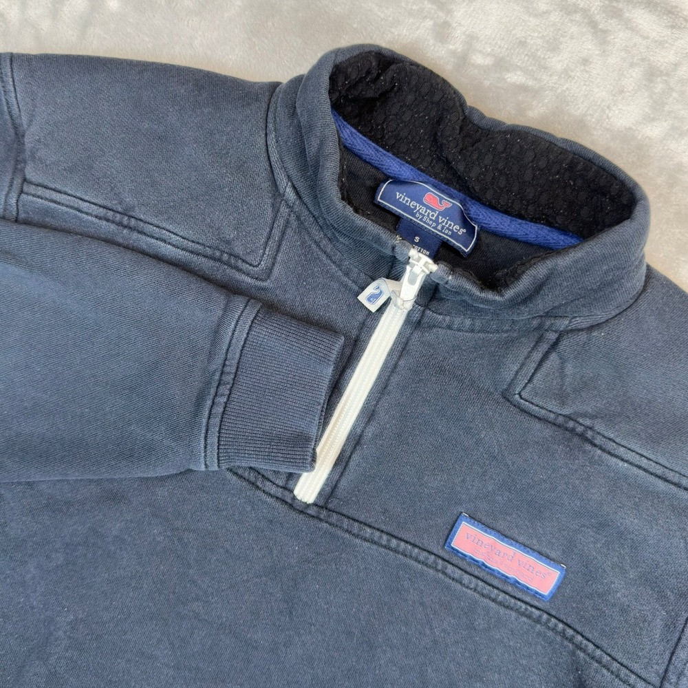 Vineyard Vines Pullover Mens S Navy Blue 1K1117 Quarter Zip Cotton French Terry